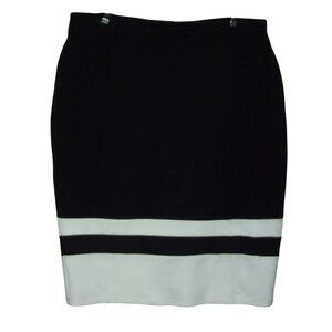Eloquii Skirt Womens 22 black white colorblock stripe Stretch Ponte Knit Pencil